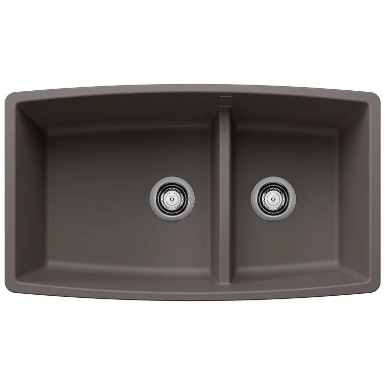 Volcano Gray Stone Double Bowl Drop-in Kitchen Sink