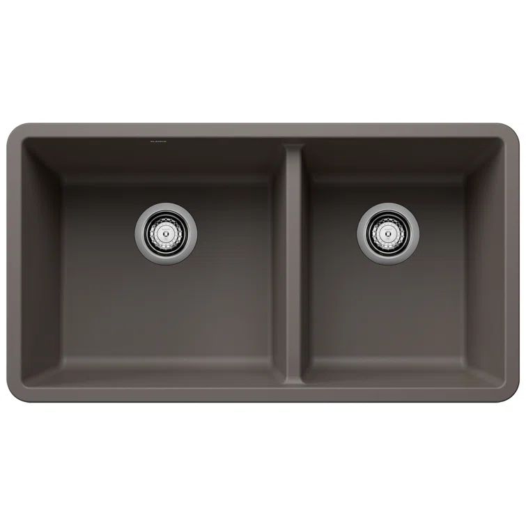 Volcano Gray Granite Composite Double Bowl Undermount Kitchen Sink