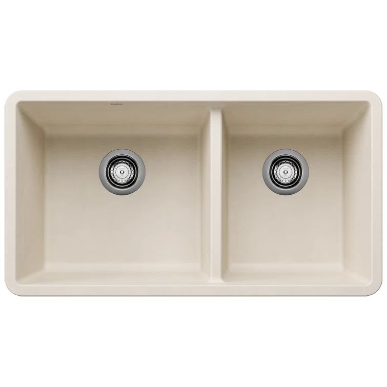 Soft White Granite Composite Double Bowl Undermount Kitchen Sink