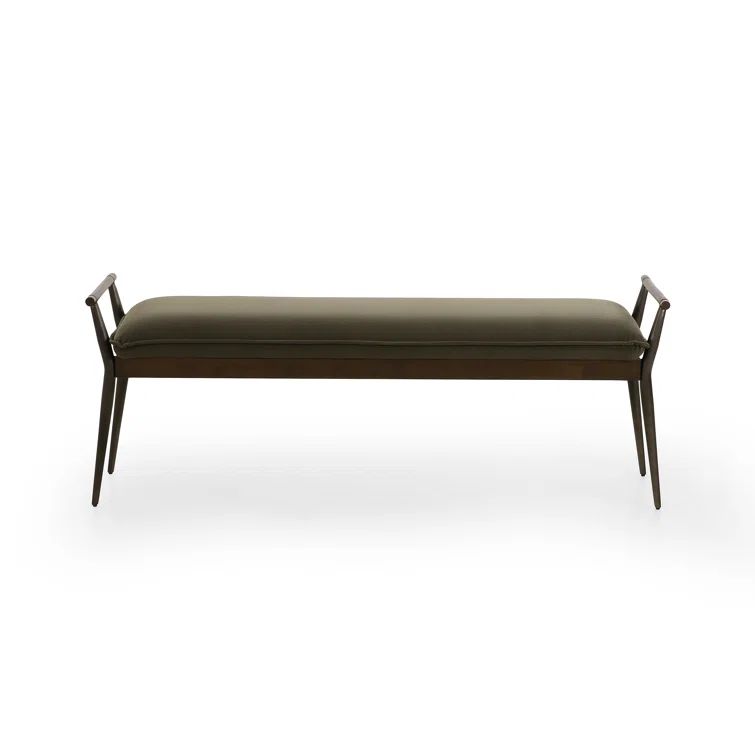 Charlotte Mid-Century Modern Velvet Loden Upholstered Bench