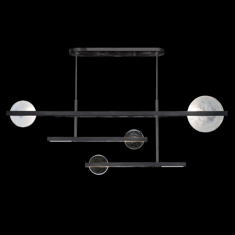 Selene Black Iron 6-Light LED Island Pendant with Clear/White Glass