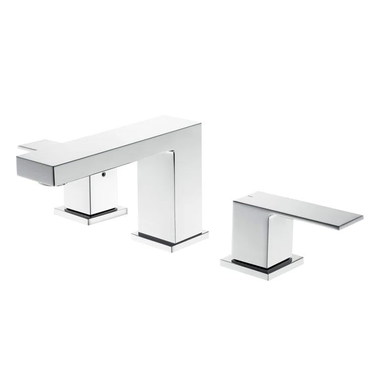 Chrome Finish Cube Widespread Bathroom Faucet with Drain Assembly