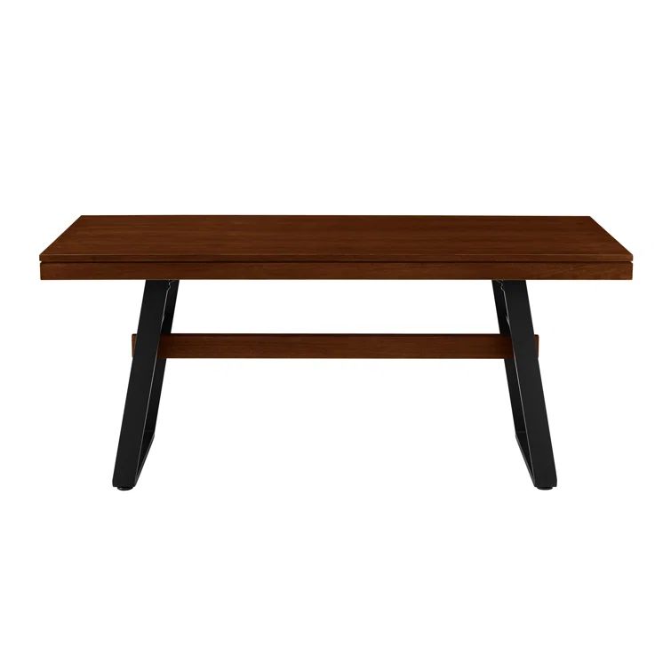 69" Dark Walnut Industrial Wood Dining Table with Metal Legs
