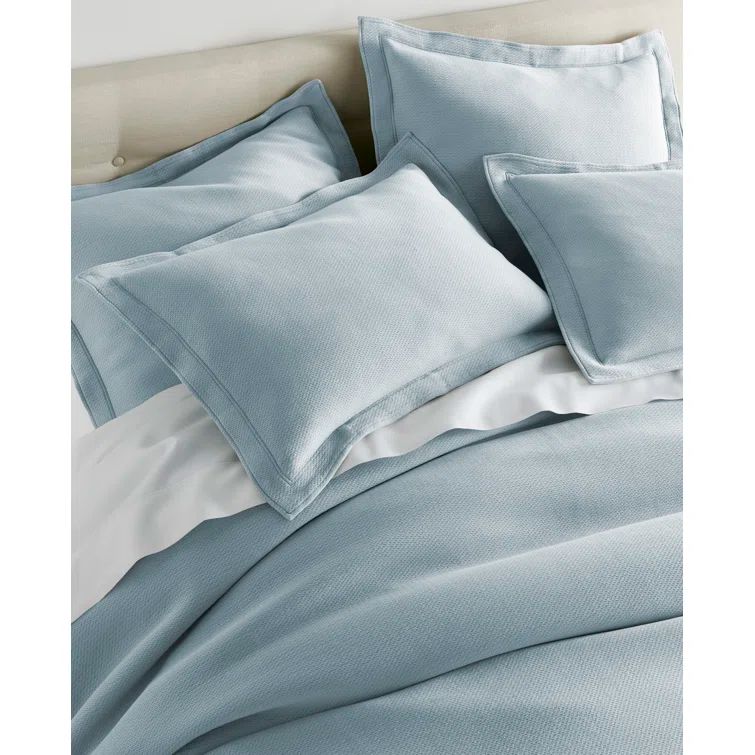Smokey Blue Cotton Twin Stonewashed Matelassé Coverlet