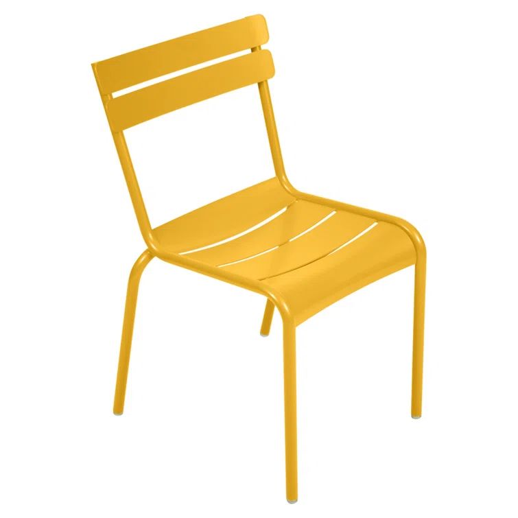 Honey Textured Aluminum Stackable Outdoor Dining Chairs, Set of 4