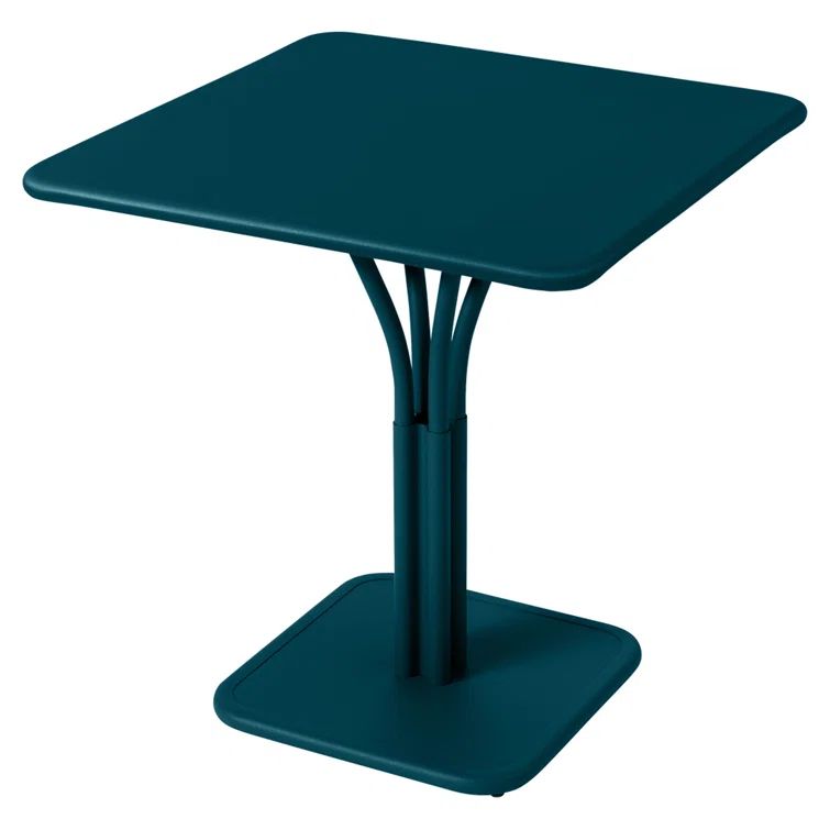 Acapulco Blue Aluminum Square Pedestal Dining Table