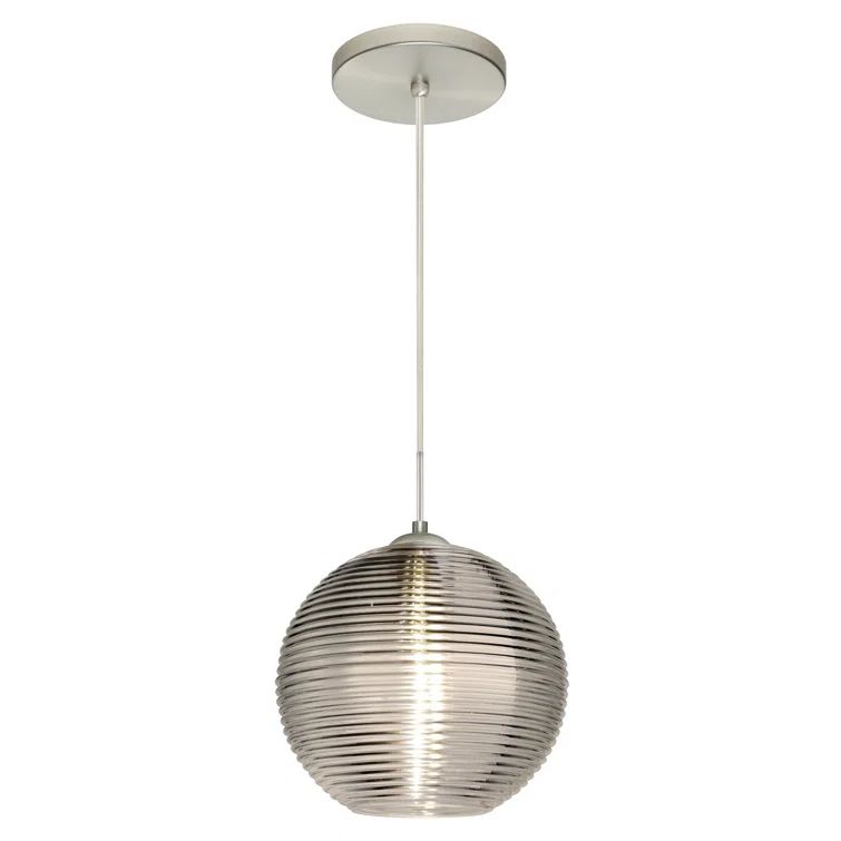 Kristall Smoke Glass Globe Pendant Light in Satin Nickel