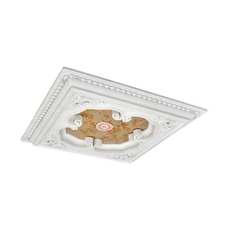 24" White and Gold Polystyrene Square Ceiling Medallion