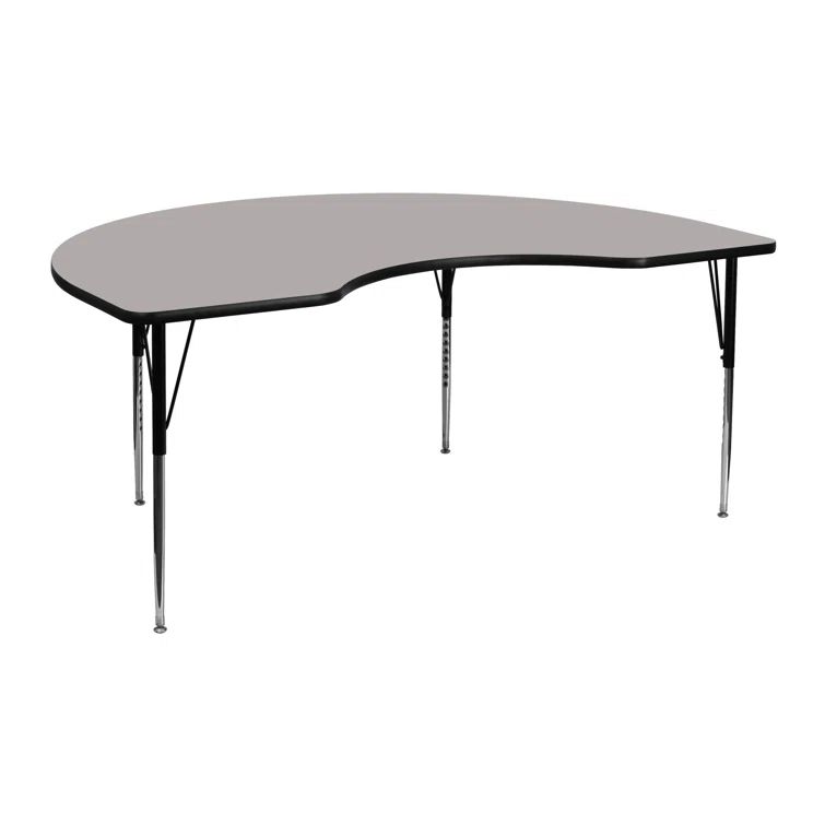 Gray Kidney Shaped Adjustable Laminate Activity Table