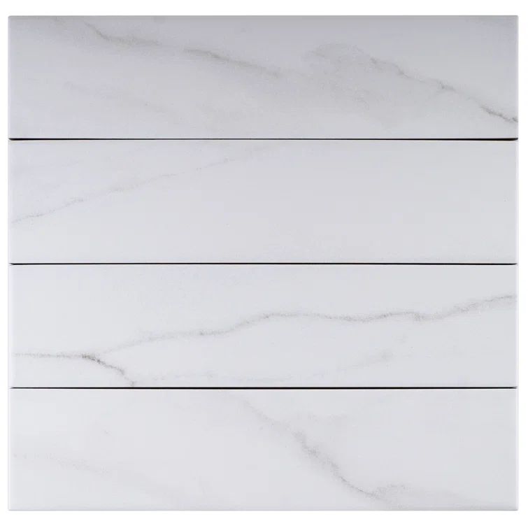 Elegance White Matte Porcelain Marble Look Subway Tile