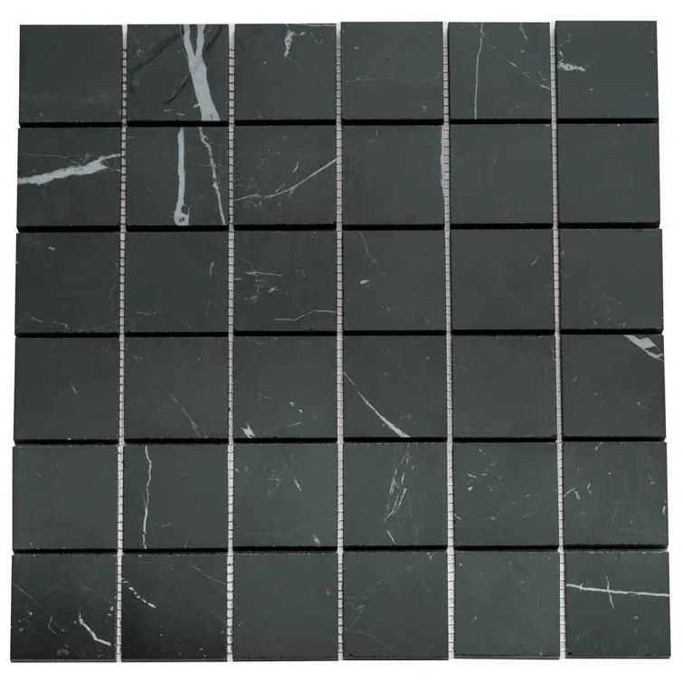 Nero Marquina Matte Porcelain Mosaic Tile 12" x 12"