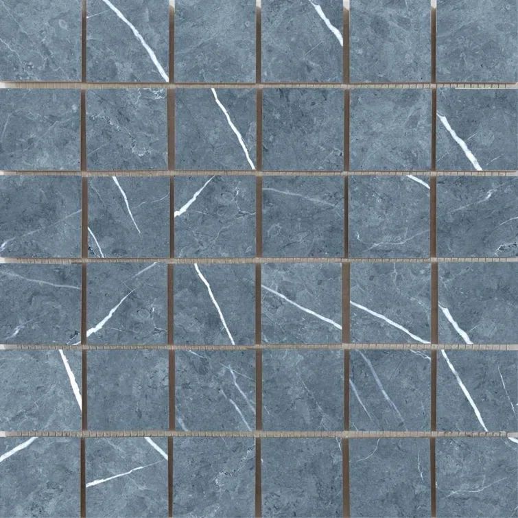 Blue Matte Porcelain Mosaic Wall and Floor Tile, 12" x 12"