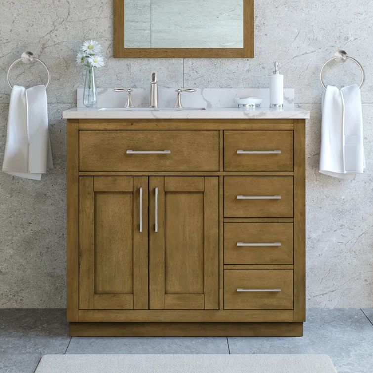 Athea 36'' Almond Latte Freestanding Bathroom Vanity with Marble Top
