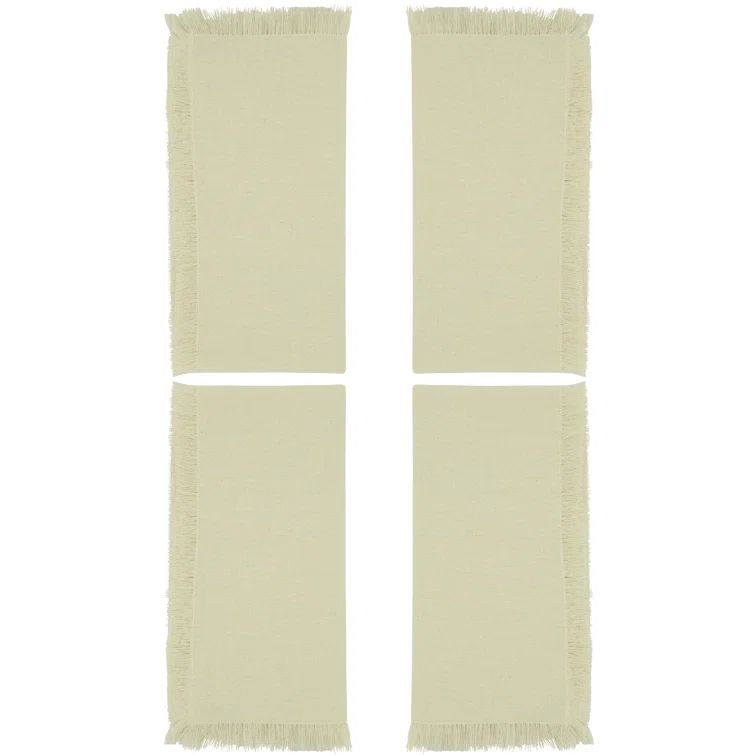 Ivory Cotton Fringed Table Napkins, Set of 4