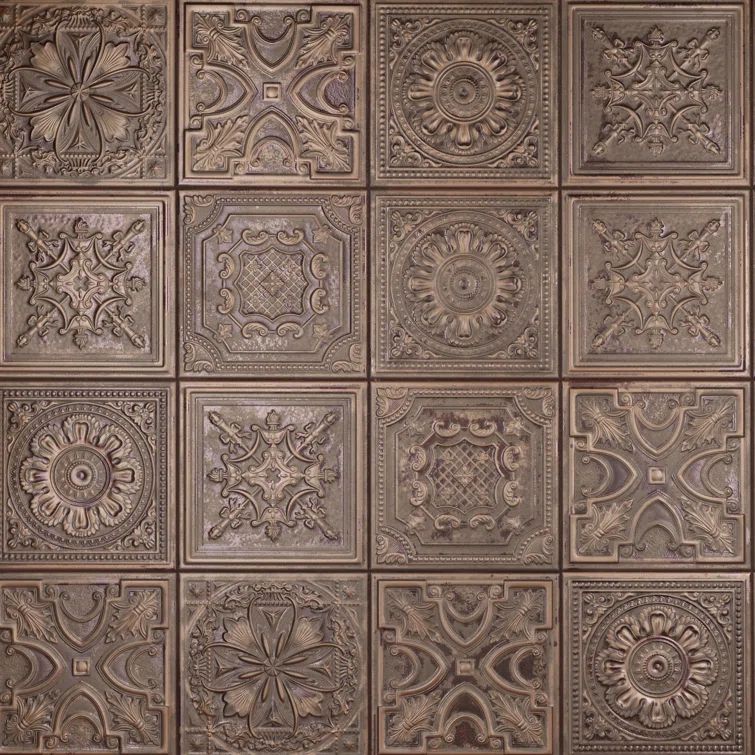 Fitz Copper 8" x 8" Embossed Ceramic Wall Tile