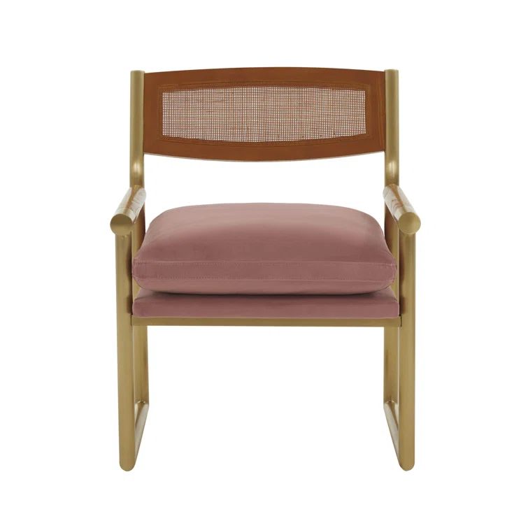 Blush Mauve Velvet Coastal Accent Chair with Gold Stainless Steel Frame