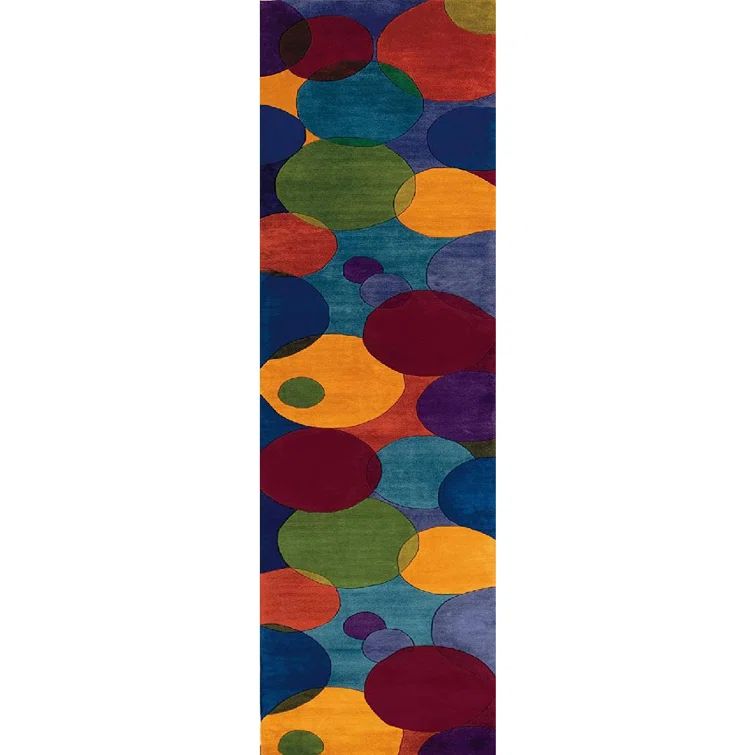 Handmade Multicolor Wool Abstract Runner Rug 2'6" x 8'