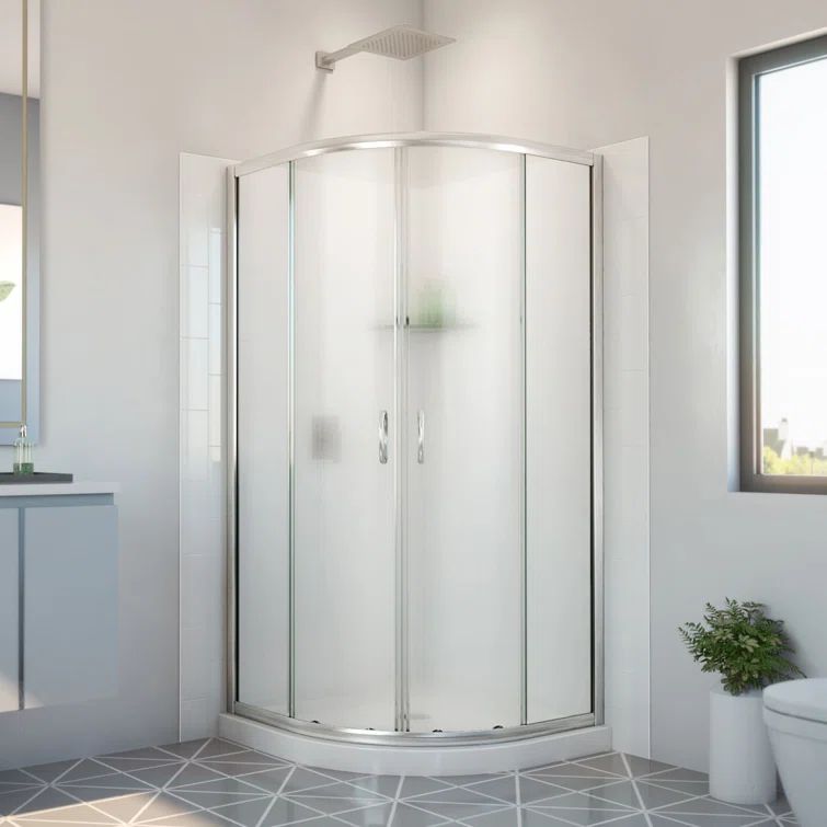 Prime 33" x 33" Brushed Nickel Shower Enclosure with Frosted Glass