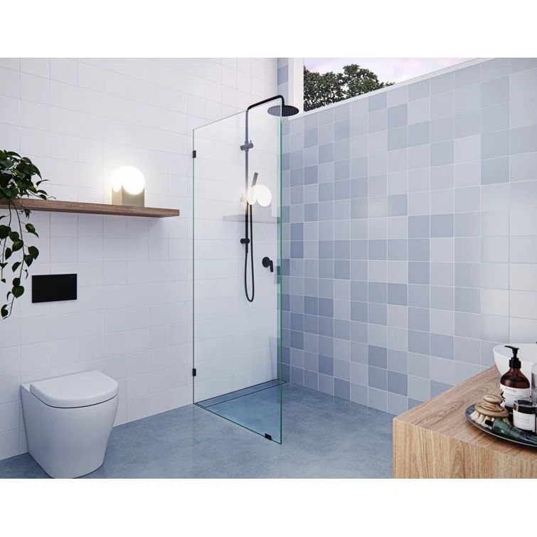 Vela 78" Matte Black Frameless Glass Shower Panel