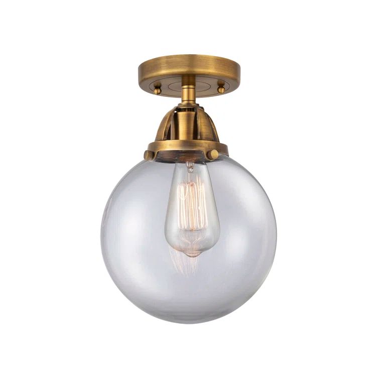 Nouveau Beacon 11'' Brushed Brass & Clear Glass Globe Light
