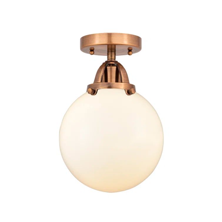 Nouveau Beacon 11'' Antique Copper Globe Semi-Flush Mount Light