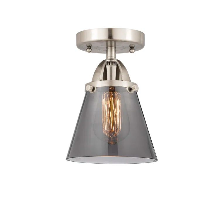 Nouveau 2 Small Cone Brushed Satin Nickel 6" Semi-Flush Mount