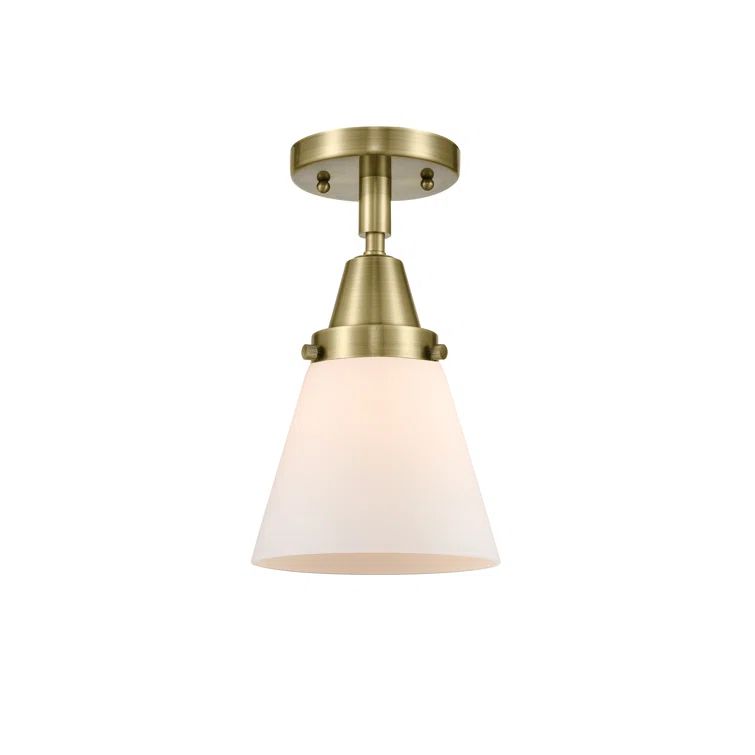Caden 10'' Antique Brass and Matte White Modern Semi-Flush Ceiling Light