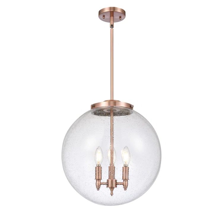 Contemporary Franklin Globe LED Pendant in Antique Copper