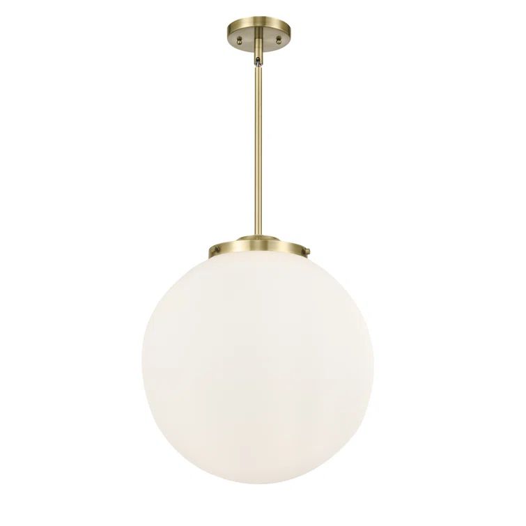 Antique Brass Glass Globe LED Pendant Light