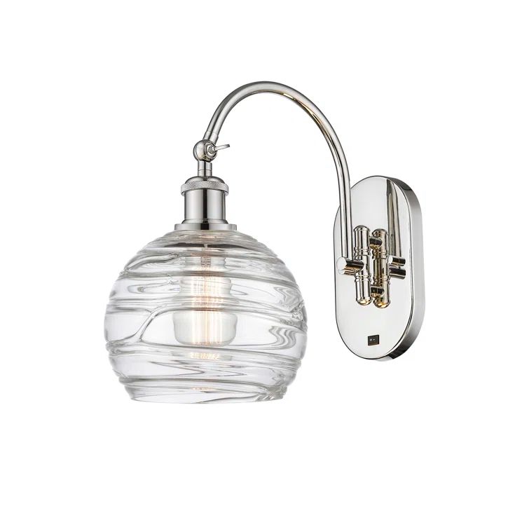 Athens Deco Swirl 13.75'' Polished Nickel Swing Arm Sconce