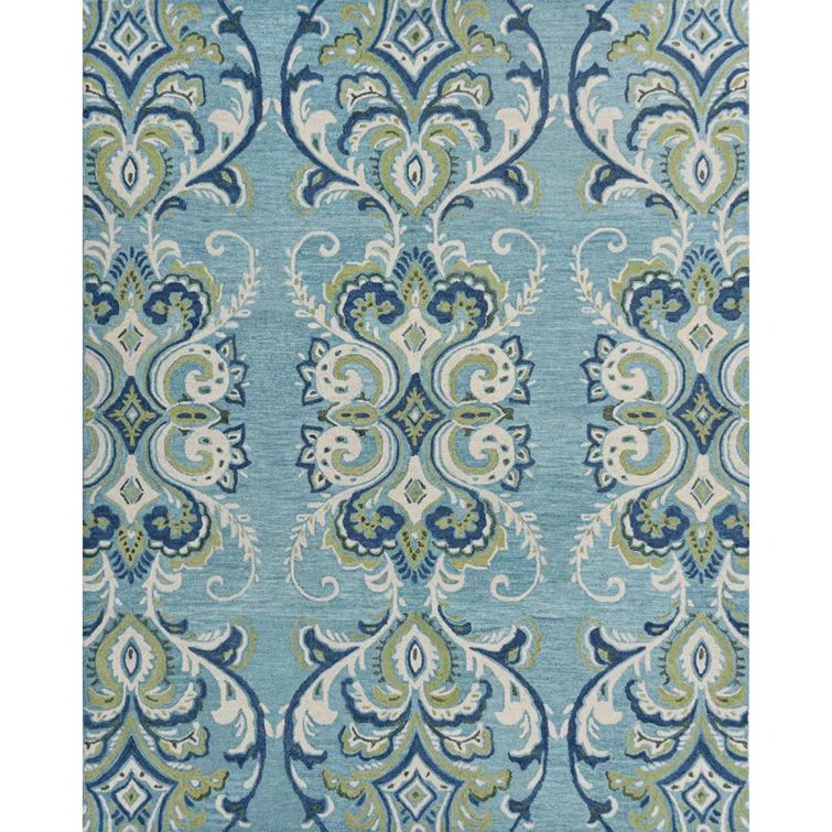 Adelaide Blue and Green Hand-Tufted Wool Area Rug 8' x 10'