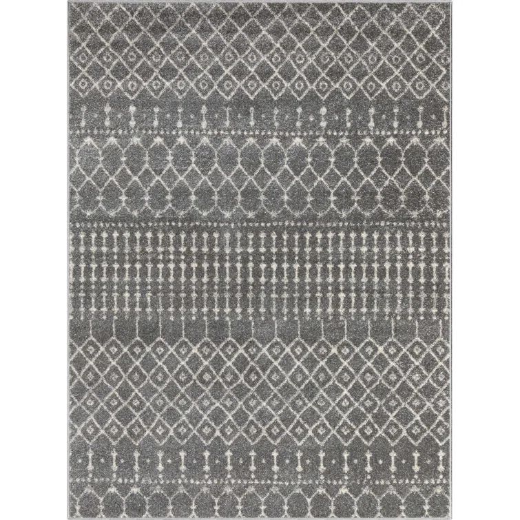 Gray Geometric Moroccan Trellis 5'3" x 7'3" Area Rug