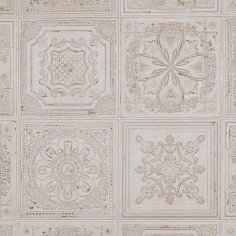 Fitz 8" x 8" White and Brown Ceramic Wall Tile
