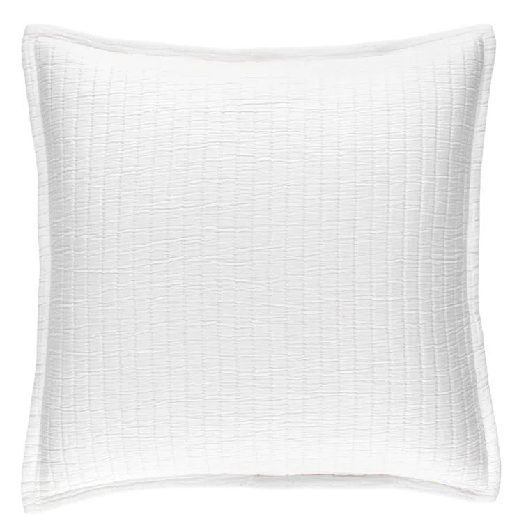 White Cotton Euro Sham with Gridlike Weave