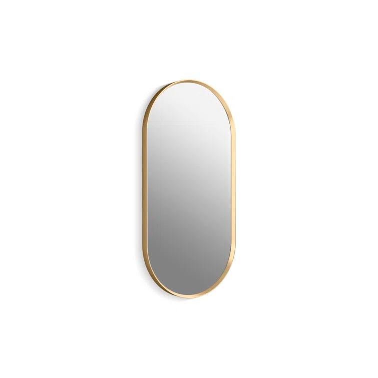 Moderne Brushed Gold Rectangular Bathroom Vanity Mirror