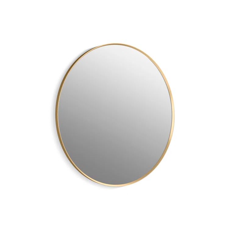 Moderne Brushed Gold 42" Round Bathroom Vanity Mirror
