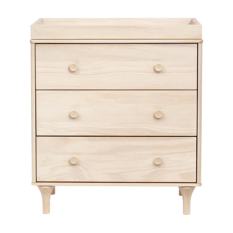 Lolly Minimalist Light Wood 3-Drawer Chest Dresser with Tapered Legs