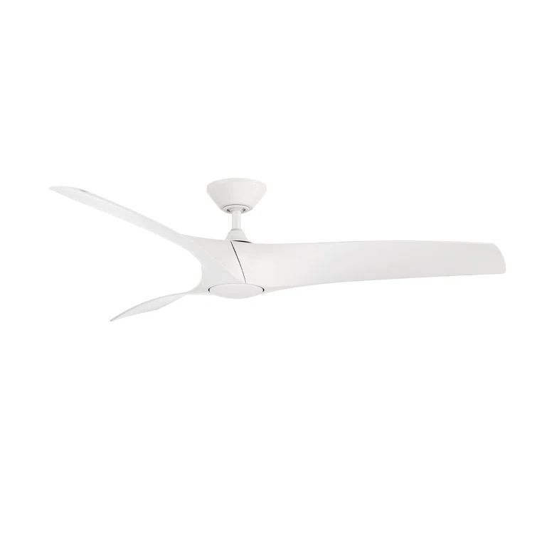 Zephyr 52" Matte White Smart Ceiling Fan with LED Light and Remote