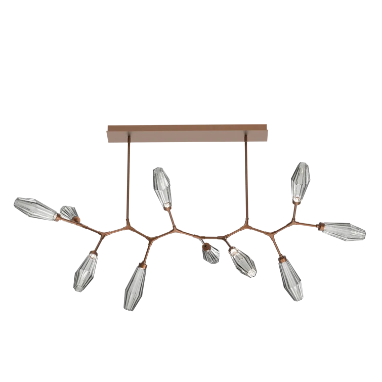 Aalto Modern Burnished Bronze Branch Chandelier with Glass Shades