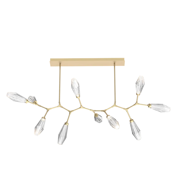 Gilded Brass 26" Modern Branch Chandelier with Clear Glass Shades