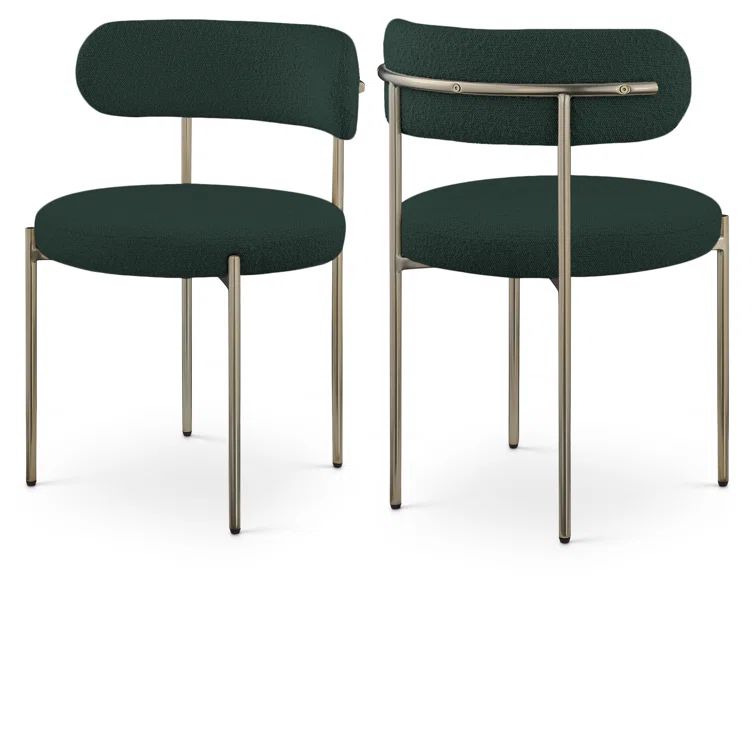 Green Velvet Upholstered Side Chair with Brushed Brass Legs
