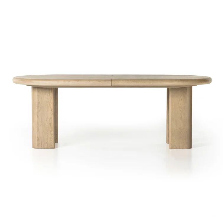 Light Oak Extendable Oval Dining Table with Solid Wood Base