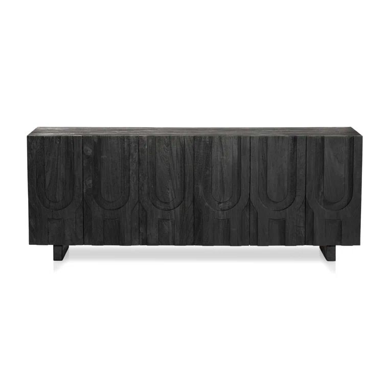 Dark Totem Black Reclaimed Wood Media Console with Cabinet