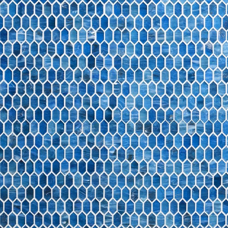 Glimmer Iridescent Marine Blue Polished Glass Mosaic Wall Tile