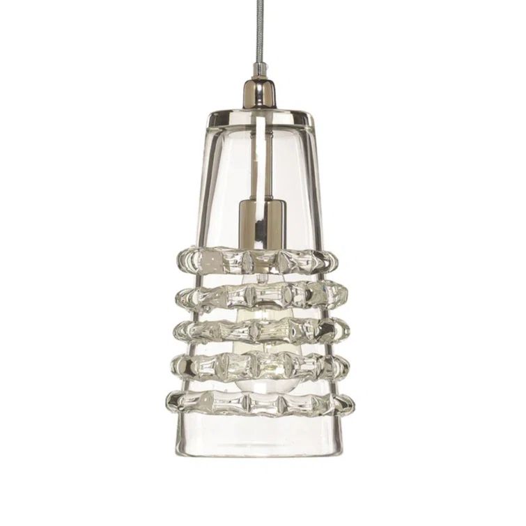 Mini Lindsay Clear Glass 1-Light Pendant with Silver Accents