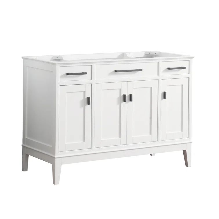 Madison 48" White Solid Wood Freestanding Vanity Base