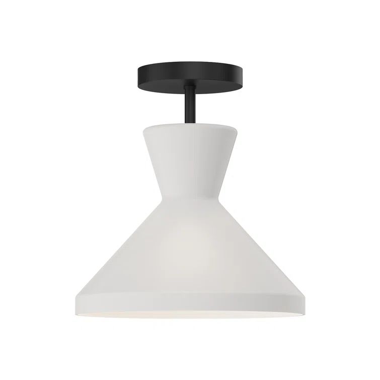 Matte Black and White Glass Cone Pendant Light