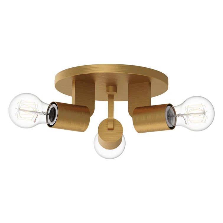 Claire Aged Gold Three-Light Semi-Flush Mount Fixture