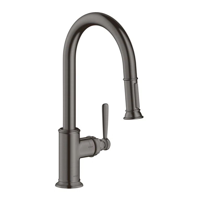 Brushed Black Chrome Pull-Down Kitchen Faucet with Spray
