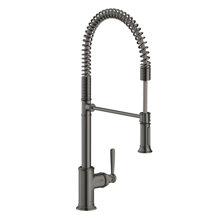 Brushed Black Chrome Industrial Pull-Down Kitchen Faucet